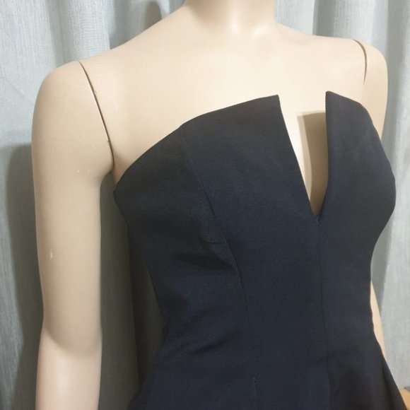 CAMEO Navy Blue Sleeveless Peplum Top AU-XS w/ Notched Neckline Zip Closure - Picture 2 of 13